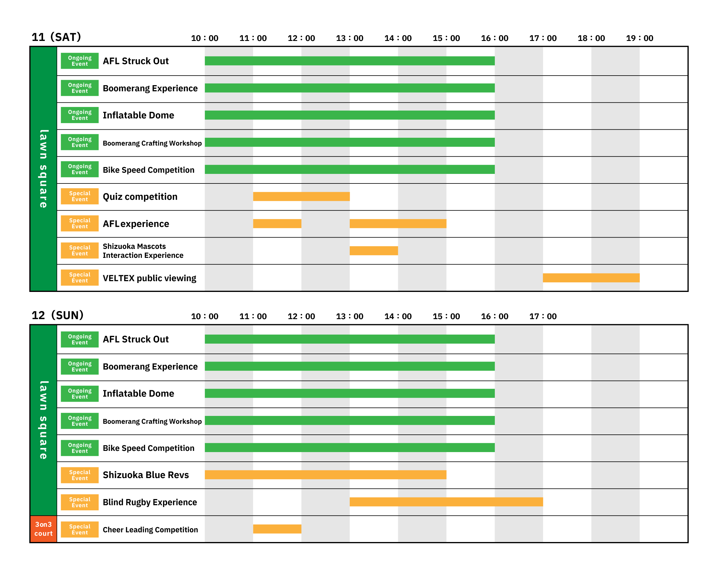 Event schedule